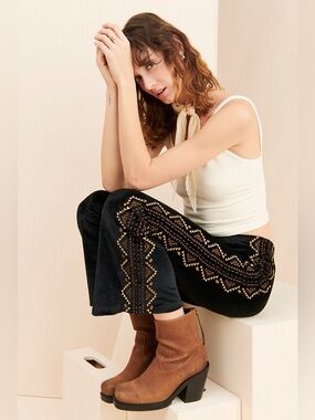 Driftwood Black Velvet Farrah Pants Sz Lg